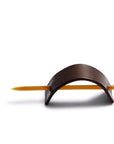 LEATHER & HORN HAIR PIN: ARC (DARK BROWN)