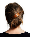 LEATHER & HORN HAIR PIN: ARC (BLACK)