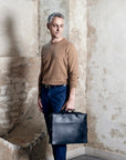 Leather briefcase: AMBASSADOR (black)