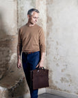 Leather briefcase: AMBASSADOR (dark brown)