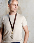 Leather keyring: CARLO long (dark brown)