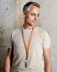 Leather keyring: CARLO long (natural)