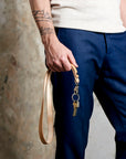 Leather keyring: CARLO long (natural)