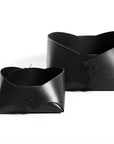 Leather basket: FOLD - large (black)