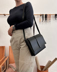 Leather shoulder bag: MARIE (black)