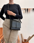 Leather shoulder bag: MARIE (black)