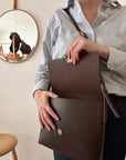 Leather shoulder bag: MARIE (dark brown)