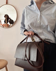 Leather shoulder bag: MARIE (dark brown)