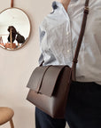 Leather shoulder bag: MARIE (dark brown)