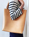 Leather tote & shoulder bag : MIMI (dark brown)