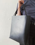 Leather tote & shoulder bag : MIMI (black)