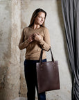 Leather tote: HEBERT (dark brown)