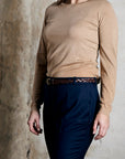 Plaited leather belt: HELLE (dark brown)